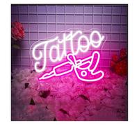 LEMST Luces de neón Tattoo Letrero De Neón Luz LED Regulable Para Salón De Belleza Piercing Estudio Tienda Hombre De Negocios Cueva Decoración De Pared 14.57inx10.63in