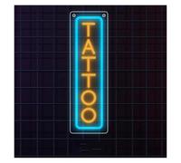 LEMST Luces de neón TATTOO Letrero De Neón Único Para Estudio De Tatuajes, Salón De Negocios, Tienda, Decoración De Pared Para Habitación, Lámpara De 15.35x4.72inch(Orange,Blue,Green,Silver,Black)
