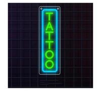 LEMST Luces de neón TATTOO Letrero De Neón Único Para Estudio De Tatuajes, Salón De Negocios, Tienda, Decoración De Pared Para Habitación, Lámpara De 15.35x4.72inch(Orange,Blue,Green,Silver,Black)