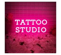 LEMST Luces de neón Tattoo Studio Letrero De Neón Luz LED Regulable Para Salón De Belleza Tienda Hombre De Negocios Cueva Decoración De Pared Iluminada 13.78inx6.3in