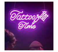 LEMST Luces de neón Tattoo Time Letrero De Neón Luz LED Regulable Para Salón De Belleza Tienda Estudio Hombre De Negocios Cueva Decoración De Pared Lámpara 17.72inx9.45in