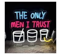 LEMST Luces de neón The Only Man I Trust Letrero De Neón Barra USB Luz Cerveza Club Negocios Fiesta Garaje Sala Juegos Decoración Del Dormitorio 14.3x12.5in