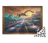 Lemur Ciudad Futura Fantasía Puzzle de 1000 Piezas Papel para Adultos Cielo Surrealista Puzzle para Toda la Familia Relajante Decoración 70x50cm/1000pcs