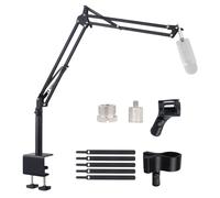 Lemxadd Pie de Brazo Microfono para Blue Yeti HyperX QuadCast SoloCast Elgato Wave Q2U Fifine K669B K688 AM8 y Otros Mic, Soporte de Brazo para Micrófono con 5/8" 1/4" Adaptador