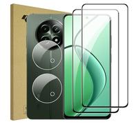 Lemxiee Cristal Templado para Realme 12 5G/Realme 12X 5G Protector pantalla [2+2 pieza] Vidrio templado Protector de Lente cámara y HD invisible vidrio templado Protector pantalla para Realme 12 5G
