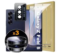 Lemxiee Cristal Templado para Samsung Galaxy Z Fold 6 Protector pantalla [2+1 pieza] Vidrio templado Protector de Lente cámara y HD invisible vidrio templado Protector pantalla
