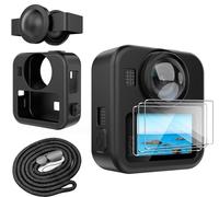 Lemxiee Funda para GoPro MAX2 Case Accesorios + [3 Pieza] Cristal Templado para GoPro MAX 2 Protector Pantalla Vidrio Templado