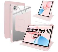Lemxiee Funda para Honor Pad 10 12.1" Case con Soporte Giratorio & Ranura para Stylus Funda de Cuero PU + acrílico Transparente