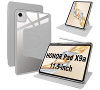 Lemxiee Funda para Honor Pad X9a 11.5" Case con Soporte Giratorio & Ranura para Stylus Funda de Cuero PU + acrílico Transparente