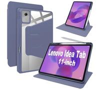 Lemxiee Funda para Lenovo Idea Tab 11" Case con Soporte Plegable & con Ranura para bolígrafo,Funda de Cuero PU + acrílico Transparente