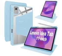 Lemxiee Funda para Lenovo Idea Tab 11" Case con Soporte Plegable & con Ranura para bolígrafo,Funda de Cuero PU + acrílico Transparente