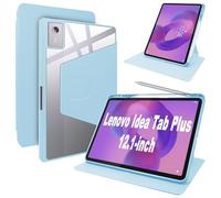 Lemxiee Funda para Lenovo Idea Tab Plus 12.1" Case con Soporte Plegable & con Ranura para bolígrafo,Funda de Cuero PU + acrílico Transparente