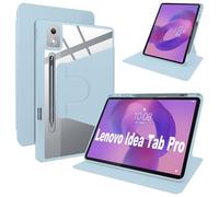 Lemxiee Funda para Lenovo Idea Tab Pro Cover,Funda Protectora con Soporte Plegable/con Ranura para bolígrafo,Funda de Cuero PU + acrílico Transparente