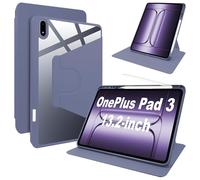 Lemxiee Funda para OnePlus Pad 3 Case con Soporte Plegable & con Ranura para bolígrafo,Funda de Cuero PU + acrílico Transparente