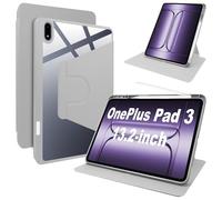 Lemxiee Funda para OnePlus Pad 3 Case con Soporte Plegable & con Ranura para bolígrafo,Funda de Cuero PU + acrílico Transparente