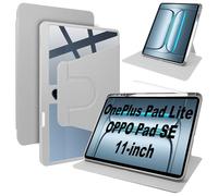 Lemxiee Funda para OnePlus Pad Lite & OPPO Pad SE 11" Case con Soporte Giratorio & Ranura para Stylus Funda de Cuero PU + acrílico Transparente