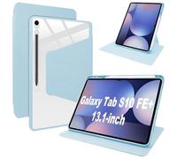 Lemxiee Funda para Samsung Galaxy Tab S10 FE+ & S10 FE Plus 13.1" Case con Soporte Plegable & con Ranura para bolígrafo,Funda de Cuero PU + acrílico Transparente