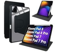 Lemxiee Funda para Xiaomi Pad 8 & 8 Pro & Pad 7 & 7 Pro 11.2" Case con Soporte Giratorio & Ranura para Stylus Funda de Cuero PU + acrílico Transparente