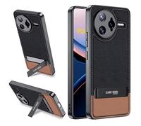 Lemxiee Funda para Xiaomi POCO F7 Ultra - Soporte Plegable & Antihuellas & Antideslizante - Funda de Silicona Flexible + Cuero PU - Brown
