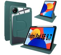 Lemxiee Funda para Xiaomi Redmi Pad SE 8.7" Case con Soporte Giratorio & Ranura para Stylus Funda de Cuero PU + acrílico Transparente
