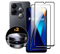 Lemxiee Vidrio templado para Xiaomi POCO C65/Redmi 13C Protector pantalla [2+2 pieza] Cristal Templado Protector de Lente de cámara y cristal templado Protector pantalla,HD Anti-destrozo