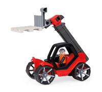 Lena - 04519 TRUXX² - Cargador telescópico con palé, vehículo de Obras, Aprox. 35 cm, Robusto Mango telescópico con Horquilla Funcional y Figura de Juego Totalmente móvil, para niños a Partir de 2
