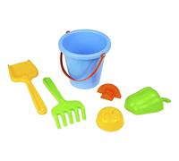 Lena 05417 Happy Sand Set de 6 piezas, juego de arena con cubo, 3 moldes (verduras), rastrillo y pala, juguete de arena para niños a partir de 12 meses, multicolor