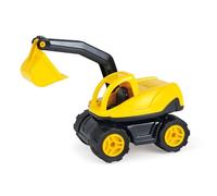 Lena 1261 Workies Excavadora de 13 cm, vehículo de construcción de plástico ABS, con neumáticos de Goma y Ejes de Acero galvanizado, Excavadora para niñas y niños a Partir de 18 Meses, Color Amarillo