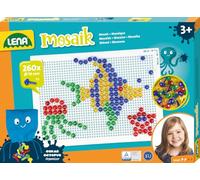 LENA - 35626 - Set de Mosaico para Encajar, 260 Clavijas Transparentes Ø 10 mm, Juego de Mosaico para niños a Partir de 3 años, Set Completo con Placa de 28 x 19,5 cm y Organizador, Multicolor