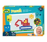 Lena - 35627 Mosaico Enchufable Juego Set con 120 Transparente Enchufes Por 3+ Años Niños, Multicolor