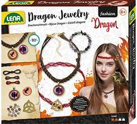 Lena 42303 Juego de manualidades de joyas de dragón, juego de manualidades con collar con amuleto, pulsera de perlas y accesorios mágicos para el cabello, DIY Dragon Jewelry, Fashion Creative Set para