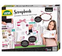 Lena 42331 Craft Scrapbook Grande, Completo con Álbum, Cerradura, 22 Hojas con 370 Pegatinas, Esquinas de Fotos, Clips de Cinta y Accesorios para Pulseras, Set Creativo a Partir de 8 Años, Multicolor