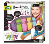 Lena 42536 - Juego de tizas Fashion pelo con 5 colores y 126 pelo - Tatuajes, lila/verde/rosa/amarillo/azul , color/modelo surtido