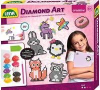 Lena 42646 Diamond Art - Kit para manualidades (20 pegatinas en colores modernos, con 10.000 cuentas de diamantes de colores, bolígrafo, lámina adhesiva, bandeja de clasificación e instrucciones,