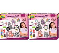 Lena 42646 Diamond Art - Kit para manualidades (20 pegatinas en colores modernos, con 10.000 cuentas de diamantes de colores, bolígrafo, lámina adhesiva, bandeja de clasificación e instrucciones,