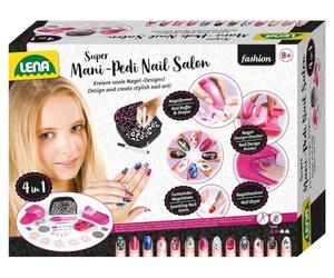 LENA 42654 Super Mani Pedi Nail Salon 4 en 1 salón de uñas para niños, Juego Completo para embellecer Las uñas, salón de uñas para niñas a Partir de 8 años, Cuidado de uñas