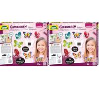Lena 42707 - Juego de 15 imanes de mariposa con purpurina, molde para figuras de yeso con 6 moldes de mariposa, yeso, purpurina y tiras magnéticas, juego de manualidades para niños a partir de 6 años