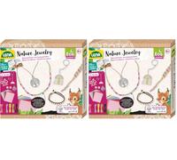 Lena 42834 - Juego de manualidades Eco Natur-Juwelen, Schmuckbastel Set con 2 pulseras con perlas, 2 cadenas con colgante y 3 llaveros, cuaderno de acompañamiento Plant my Tree, manualidades de papel