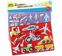 LENA - 65773 Vehículos Y Gente Dibujo Plantilla 2-Piezas Set Por 3+ Años Niños, Multicolor