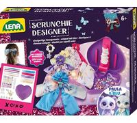 Lena Bastelset Glam Scrunchies Designer - Kreativ Set für Mädchen mit Textil, Gummiband, 5 Charms, Herz-Aufbewahrungsbox & Nähmaterial, Geschenk Set für Kinder ab 6 Jahren