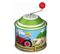Bolz 52760 - Caja de música con diseño de granja, aprox. 10,5 x 7,5 cm, bote giratorio de metal, ángel giratorio para niños a partir de 18 m+, multicolor