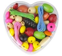 Lena: cuentas de madera en caja de madera - variadas