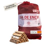 Leña Encina Saco 12kg Madera Dura Secada Horno Alto Rendimiento Calor Intenso Llama Duradera Ideal Chimenea Estufa Barbacoa Interior Exterior Combustión Lenta Baja Humedad Ecológica Limpia