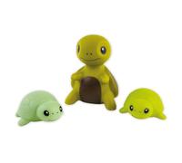 LENA - Familia de Tortugas - Juego de 3 Juguetes para bebé con mamá y 2 niños, Figuras de plástico de 11 cm y 6 cm, Juguete de baño para niños a Partir de 12 Meses