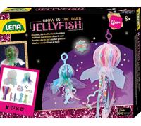Lena Jellyfish Glow in the Dark - Juego de manualidades con purpurina con efecto luminoso, juego completo con limpiador de pipas y tul, luz nocturna DIY para niñas, juegos de manualidades para niños a