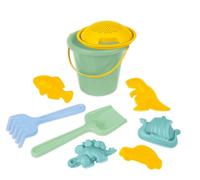 LENA® Juego de Arena de 9 Piezas - Cubo de 18 cm de diámetro (2 L), colador, Pala, rastrillo y 5 moldes - Colores Surtidos - a Partir de 12 Meses - Certificado TÜV - Fabricado en Europa