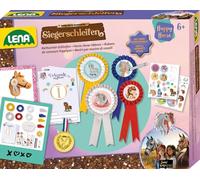 Lena Juego de manualidades Happy Horse con lazos de ganador Hobby Horsing, juego de manualidades con 4 rosetas, medalla, fieltro brillante y plantillas de certificado, set de regalo para niños a