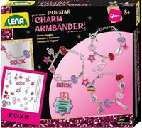 LENA - Pulseras Popstar, Consta de 3 Pulseras de Metal con Cuentas de Colores, dijes Chic y Colgantes Brillantes a Partir de 8 años
