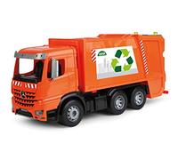 Lena Worxx 4614 - Coche de basura, Mercedes Benz Arocs, aprox. 53 cm, vehículo utilitario para niños a partir de 3 años, resistente camión de basura con 2 contenedores
