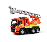 LENA® WORXX Camión de Bomberos Volvo FMX - Vehículo de 48 cm con función de agua, 3 ejes con acero, escalera giratoria de hasta 60 cm, desde 3 años, interior y exterior, certificado TÜV Made in Europe